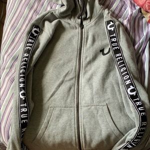 Grey zip up jacket true religion